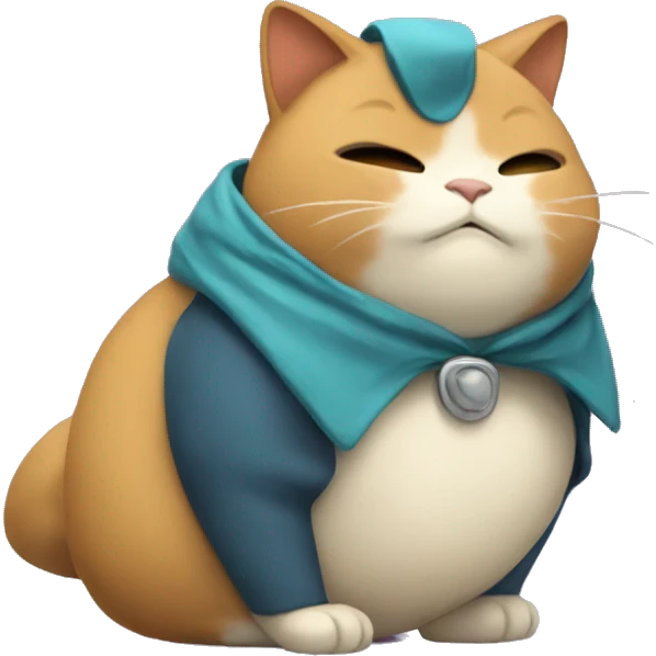 calico cat dressed up as snorlax emoji