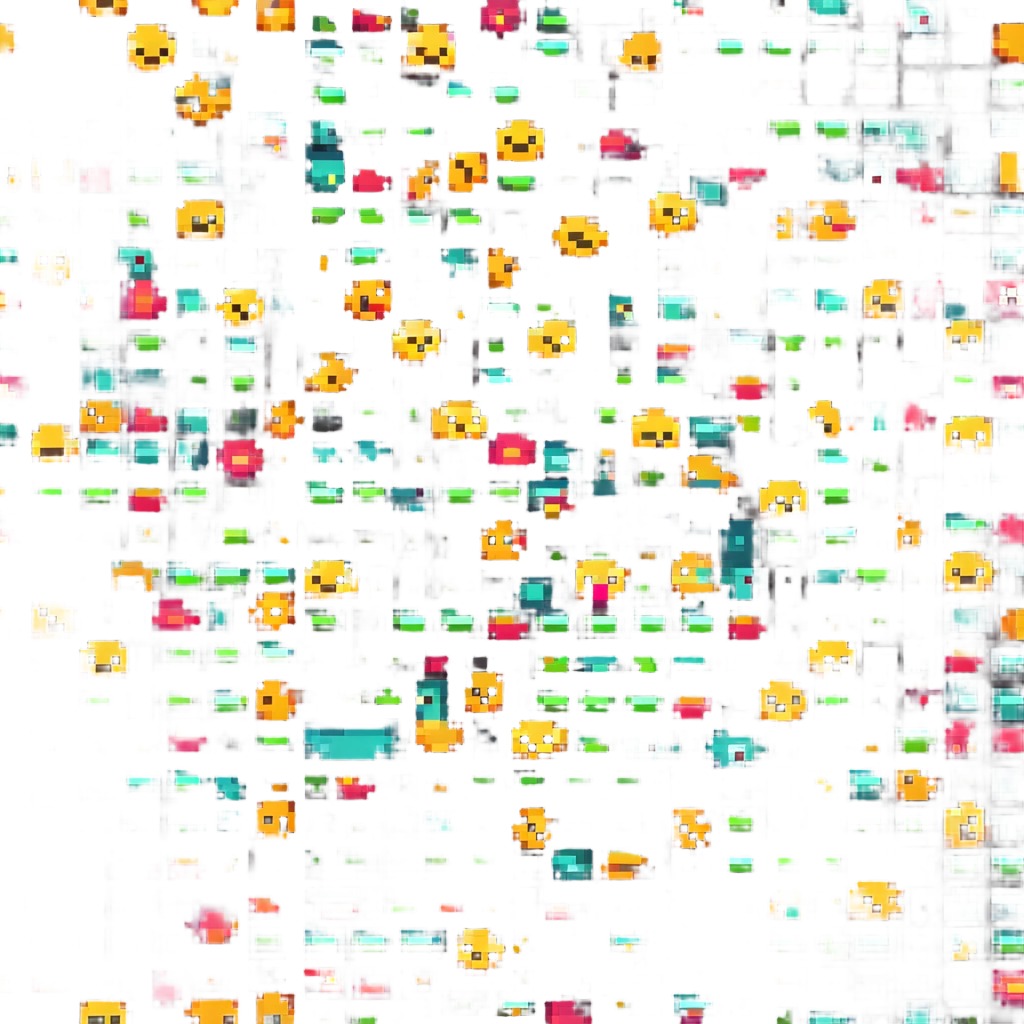 playful glitch effect emoji with digital distortion and vibrant colors emoji