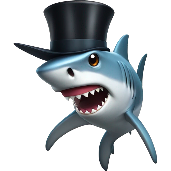 Shark with a top hat emoji