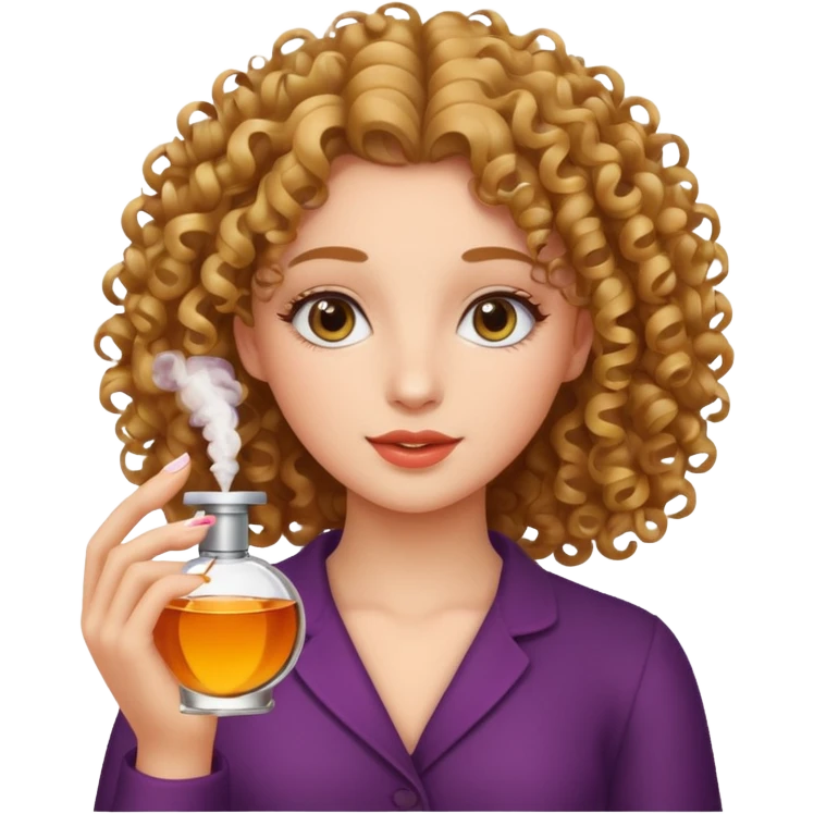 Curly hair girl making perfumes emoji