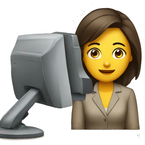 Chica al frente de una computadora trabajando  emoji