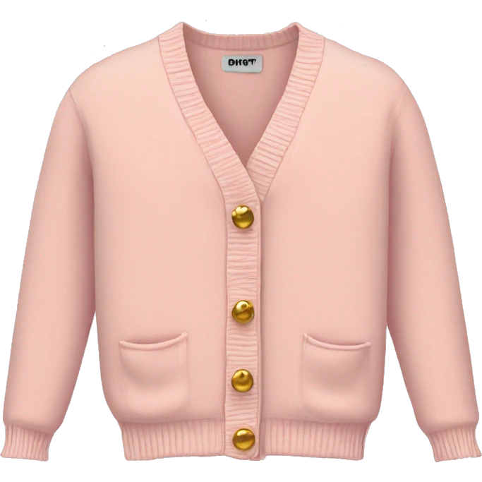 Pastel pink cardigan gold buttons emoji