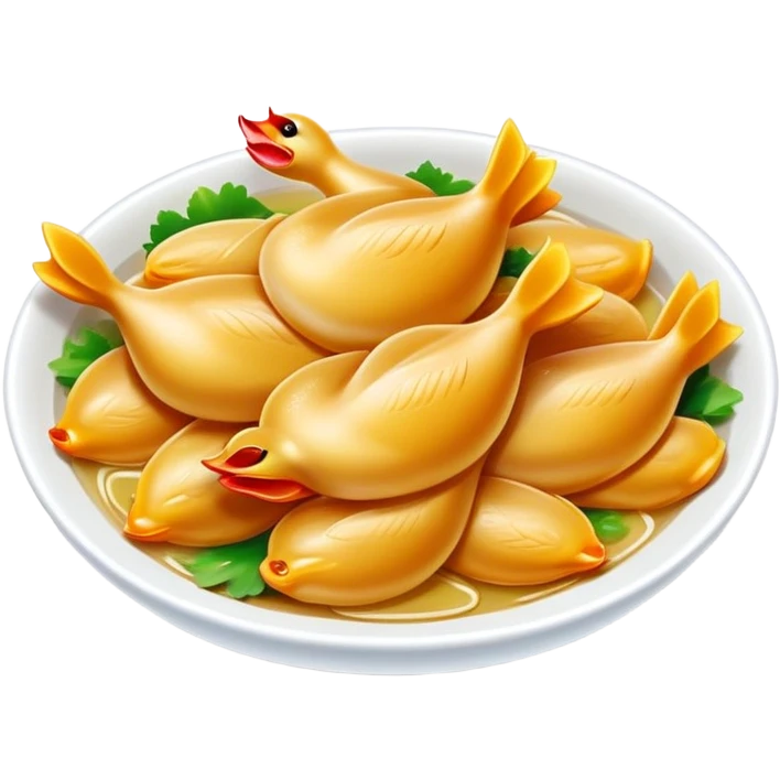 Nanjing Salted Duck sliced pieces with glistening skin, simplified emoji style with bold outlines and bright colors, cartoon style Jiangsu specialty Ya Xue emoji