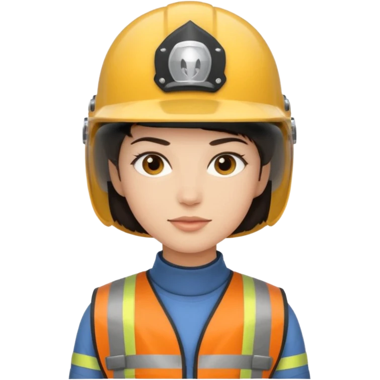A light-skinned person with short dark hair, wearing a helmet and an oval face with a neutral look. emoji