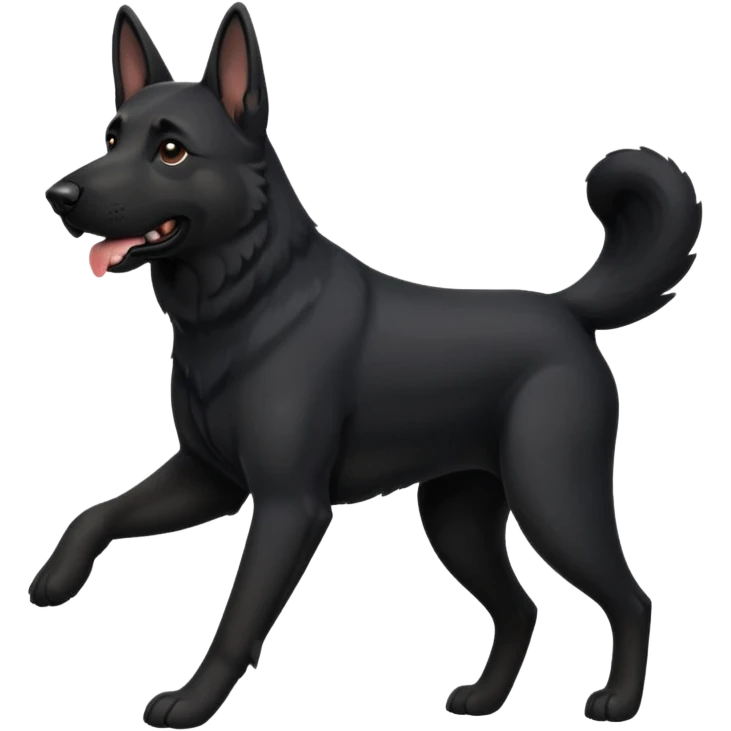 mostly black german shepherd running emoji