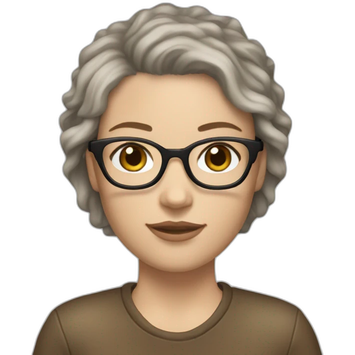 pale white girl with short wavy brown hair wearing glasses and ugg boots and jeans emoji