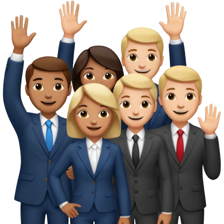 standing and saying goodbye a group of coworkers to right side emoji