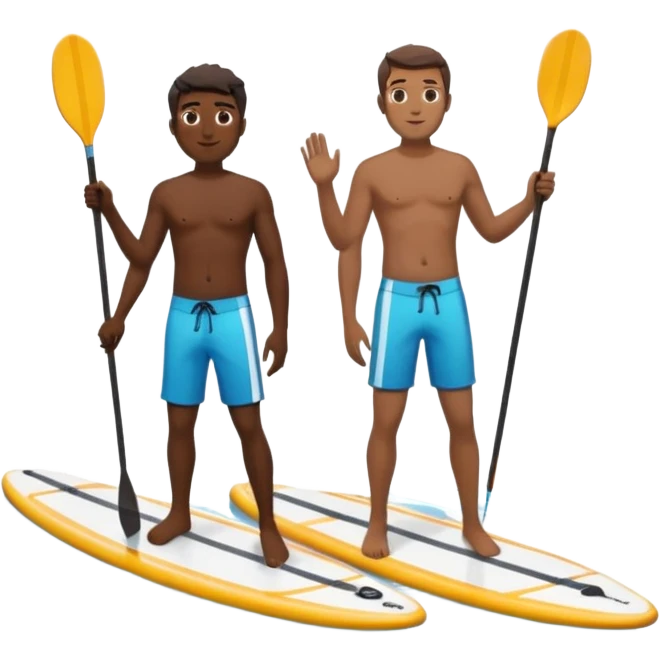 paddleboarding buddies one black  male wafer 2 paddle boards emoji