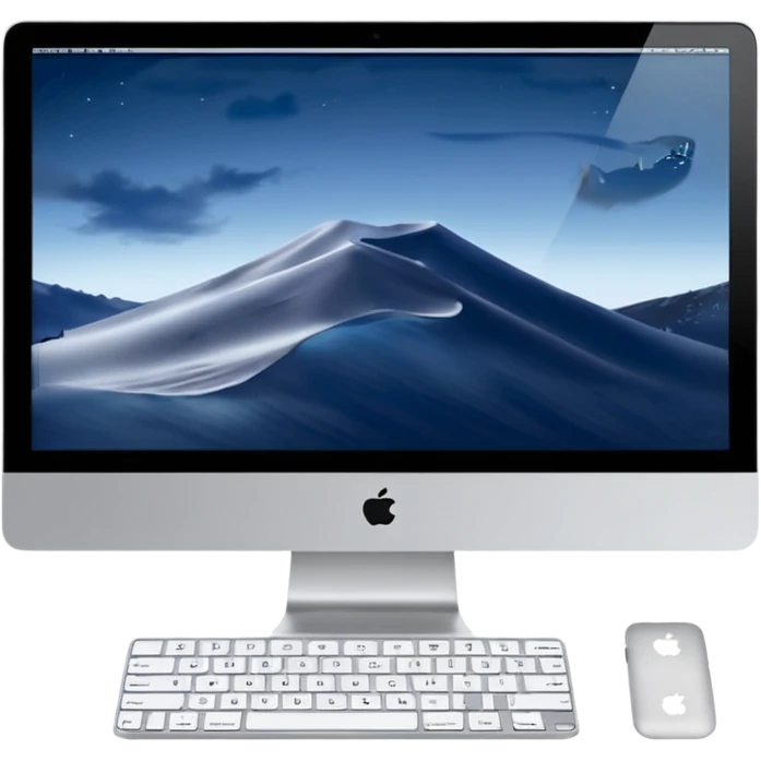 雜亂的工程師桌面，M4 imac，背景透明 emoji