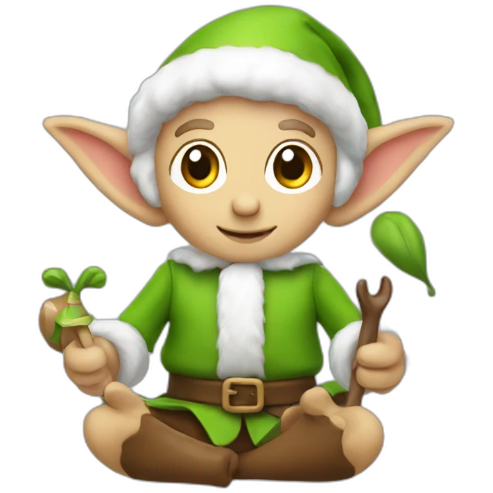 Elf making a toy emoji