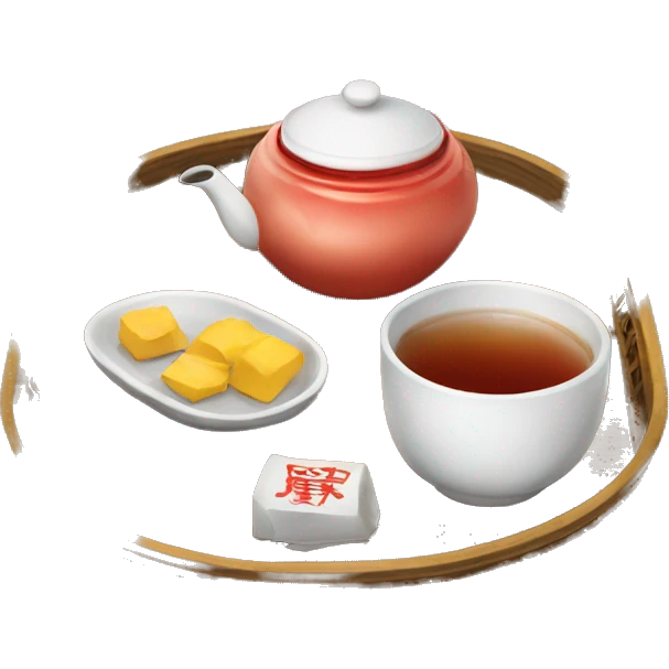 chinese tray with tea emoji