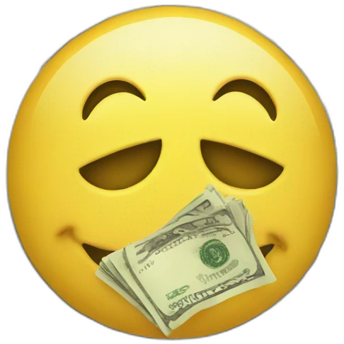 A smiley face eating dollar bills emoji