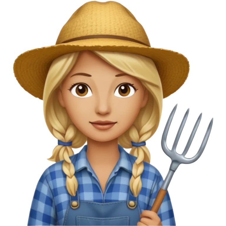 blonde farmer woman with pitchfork emoji