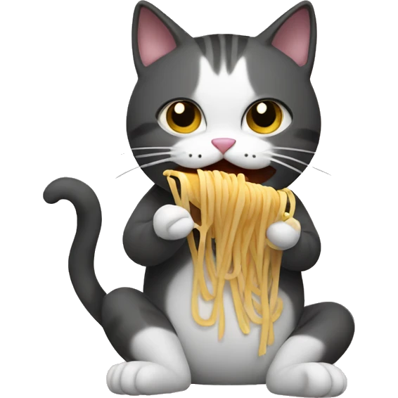 Cat eating noodles  emoji