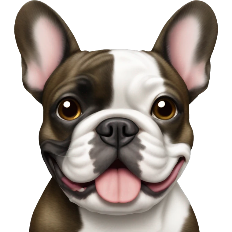 Brindle French bulldog with white mouth emoji