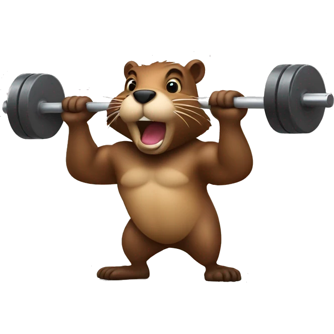 Beaver lifting the barbell emoji