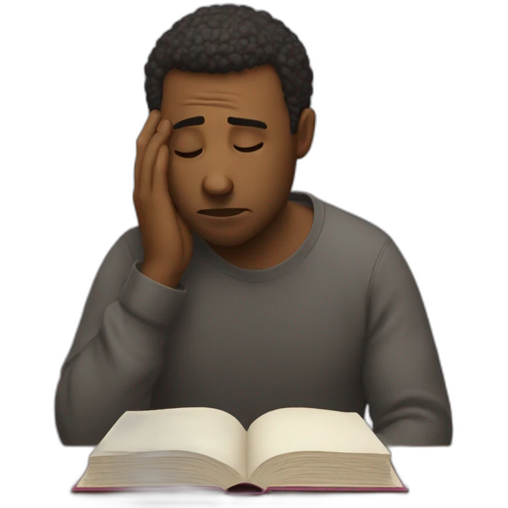 man is sad reading a book emoji