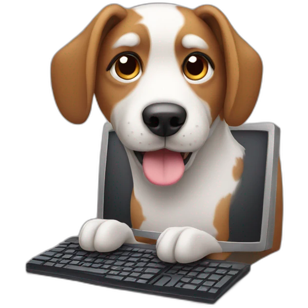 Dog with computer emoji