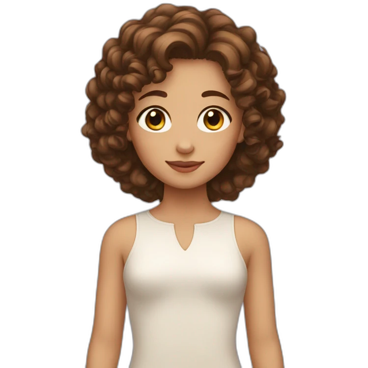 A girl with brown hair and brown eyes and curly hair  emoji