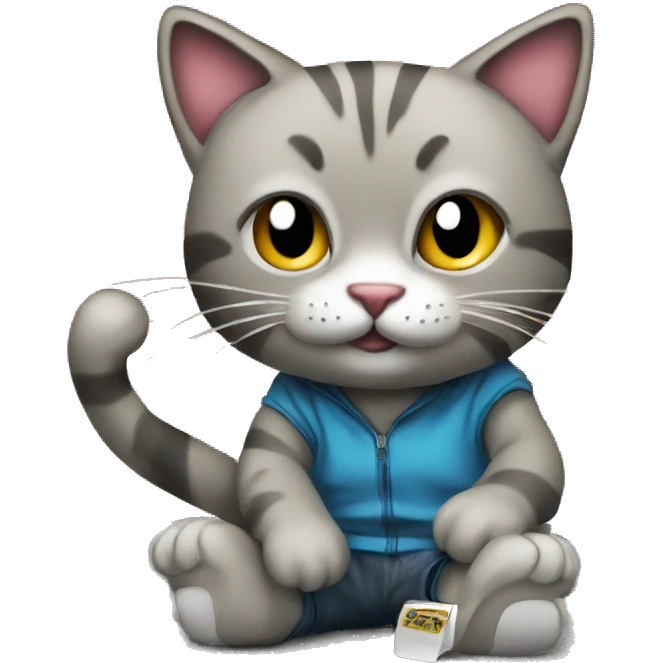 a cat doing graffiti emoji