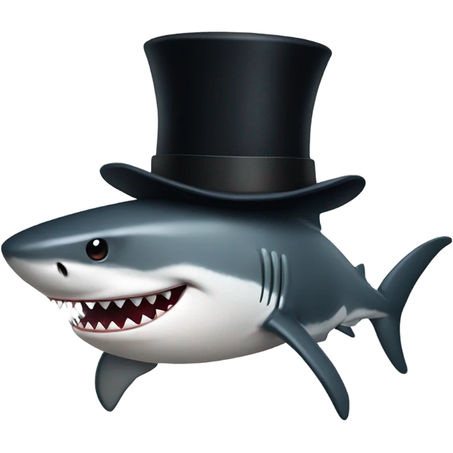 Shark with a top hat emoji