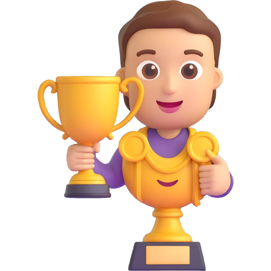 and emoji of emoji holding a trophy emoji