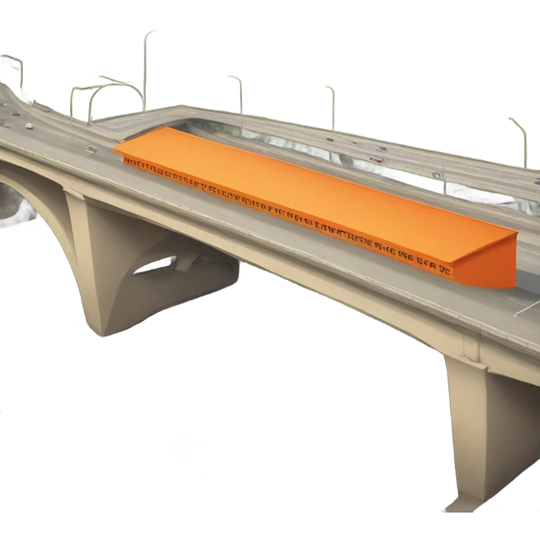 Orange building under a highway overpass  emoji