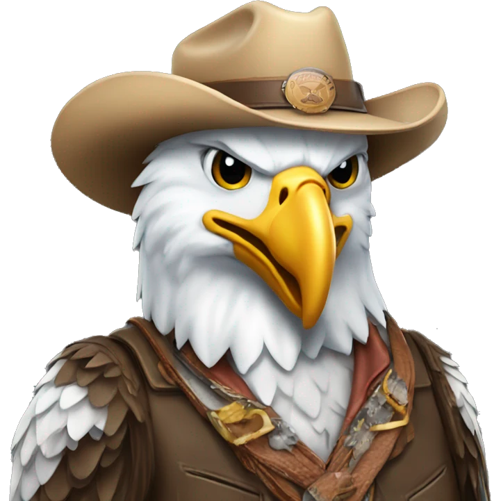american bald eagle wearing a cowboy hat dressed like a cowboy emoji