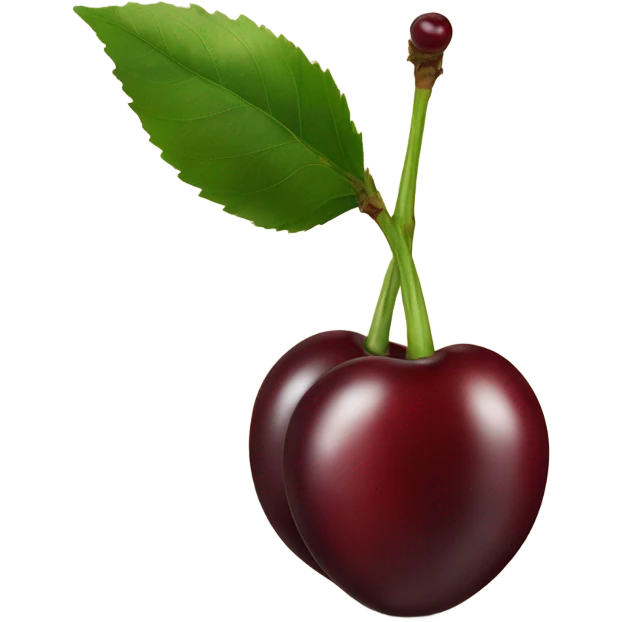two burgundy cherries on single stem emoji