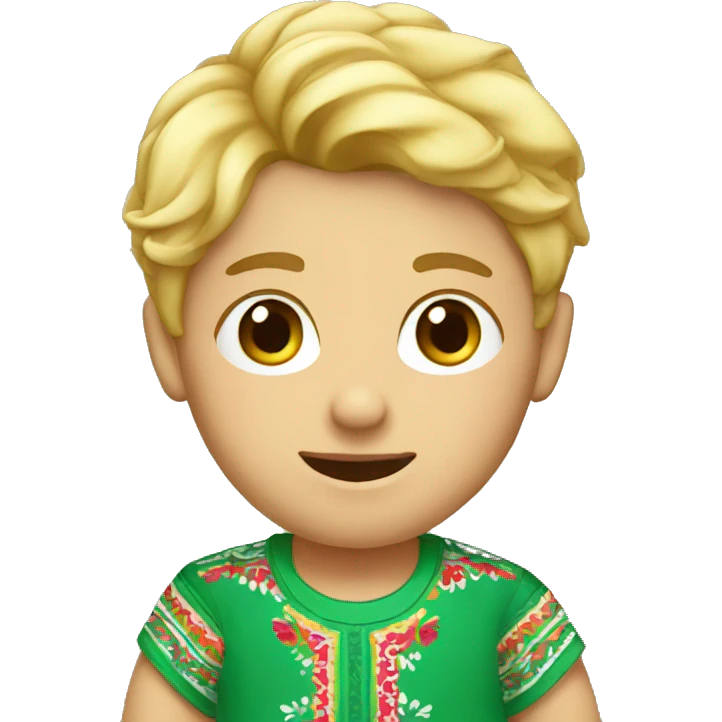 A blonde boy wearing a cute mexican shirt emoji