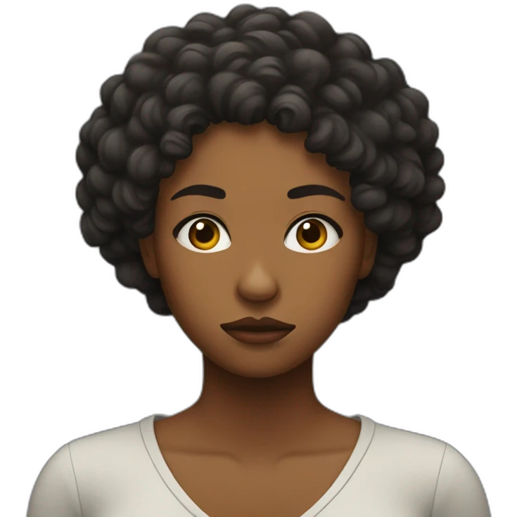 black woman upset and frowning curly hair emoji