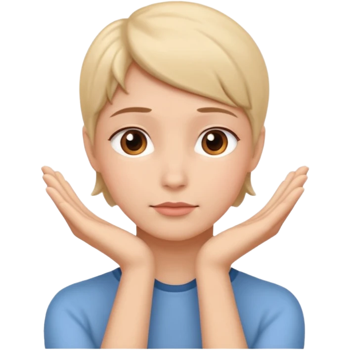hands supporting chin thoughtful pose emoji