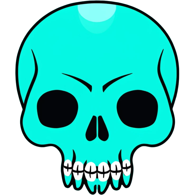 teal and orange skull emoji