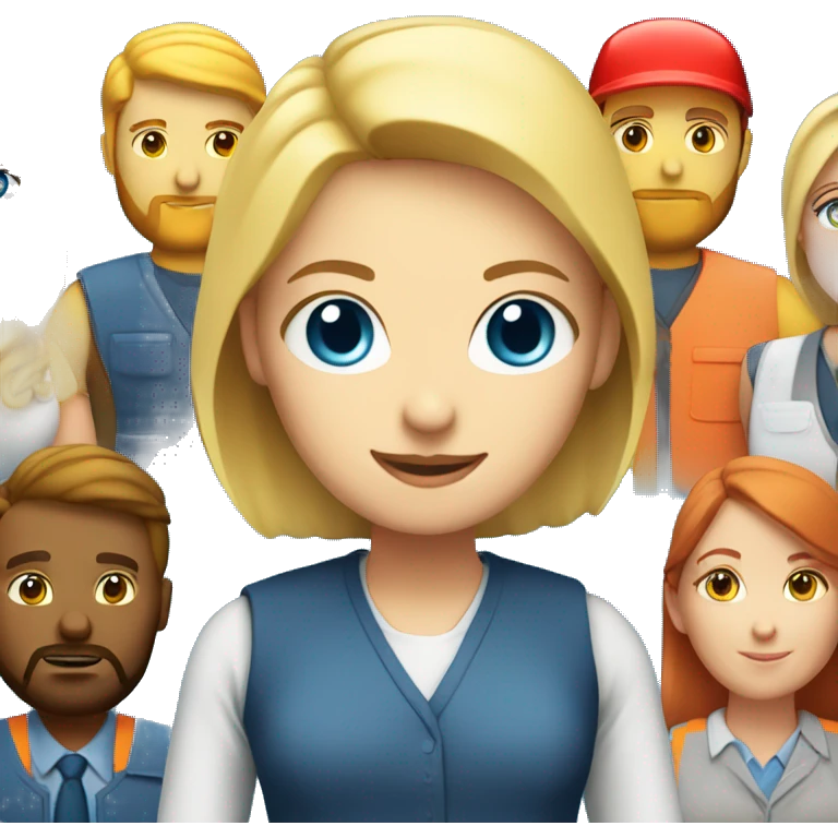Blonde teacher girl blue eyes with construction man red hair and beard emoji