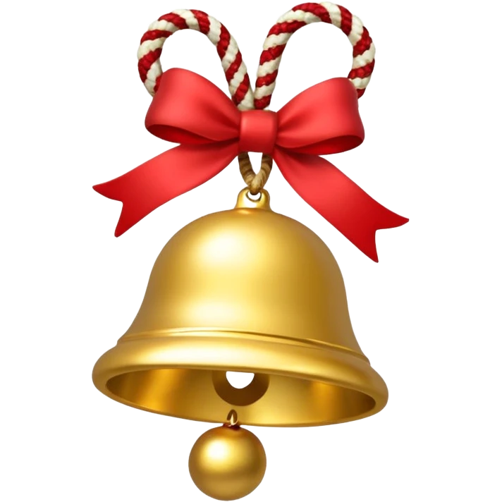 cute jingle bell with red and white rope and floral decoratons emoji