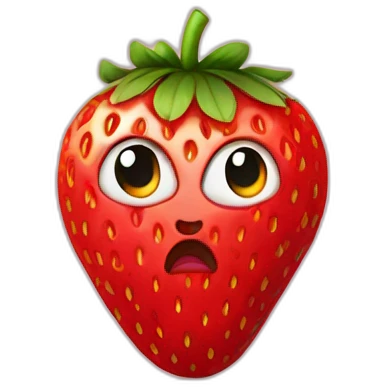 strawberry who look agressive emoji