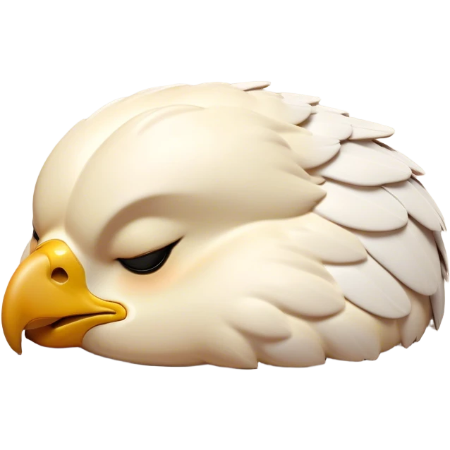 Meme-Worthy Cute Sleeping Hawk Portrait Emoji, Head resting peacefully with a contented smile, showcasing a robust, agile form with eyes gently closed in serene slumber and a subtly curved beak, Simplified yet adorably endearing features, highly detailed, glowing with a soft, drowsy light, high shine, relaxed and utterly lovable, stylized with an air of playful laziness, soft glowing outline, capturing the essence of a sleeping hawk that feels destined to become the next viral icon of adorable rest! emoji