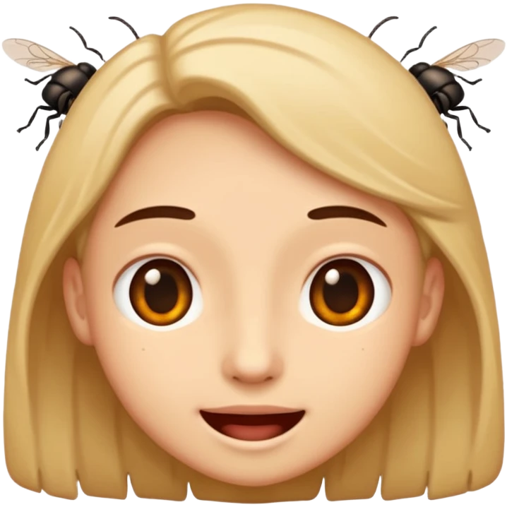😊🥺 these emojis but with flies around it and its happy emoji
