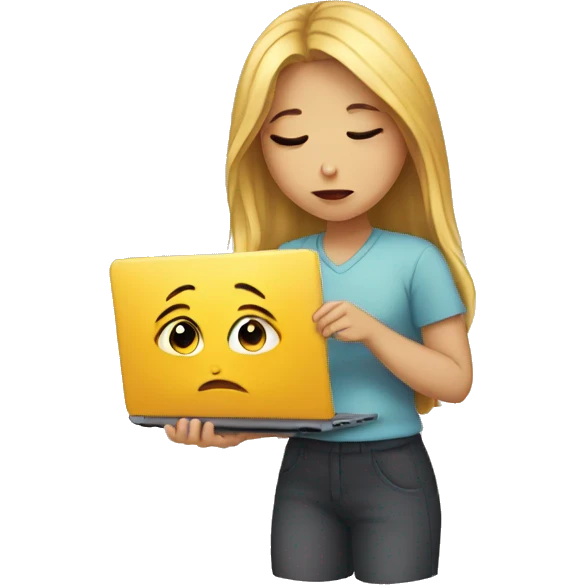 sad girl and holding laptop emoji