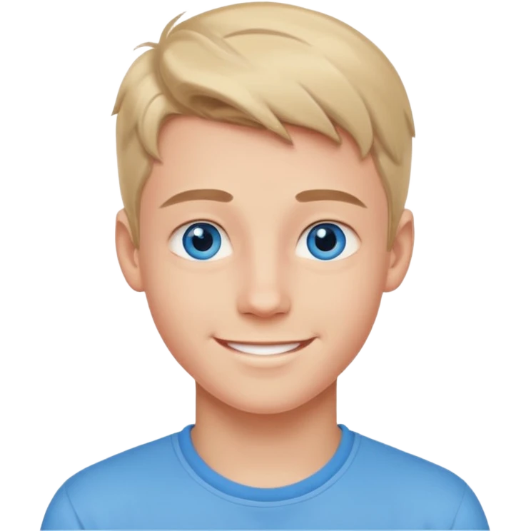 niño guapo adolescente de ojos azules sonriendo enamorado emoji
