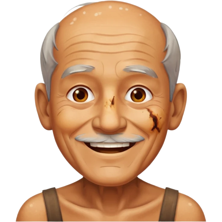 AN OLD MAN FULL OF BURNED MARKS BECAUSE OF COOKING OIL BUT ITS ON HIS BODY NOT FACE emoji