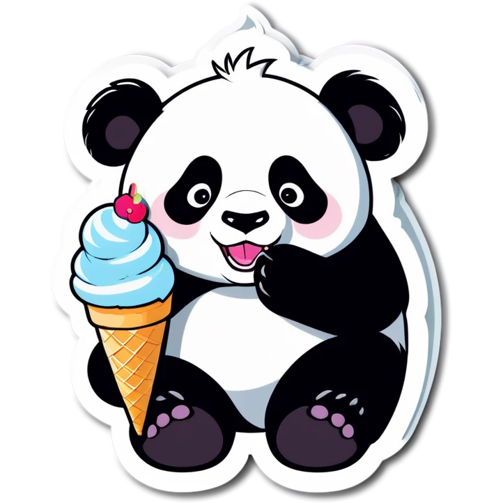 Panda eating ice cream emoji