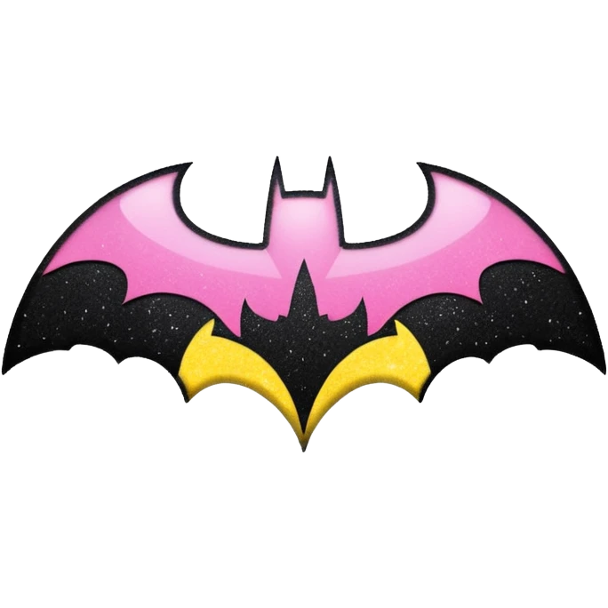 Make a batman logo emoji (girly) it should be black yellow and pink. emoji