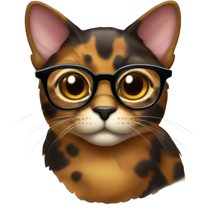 Tortie cat with glasses  emoji