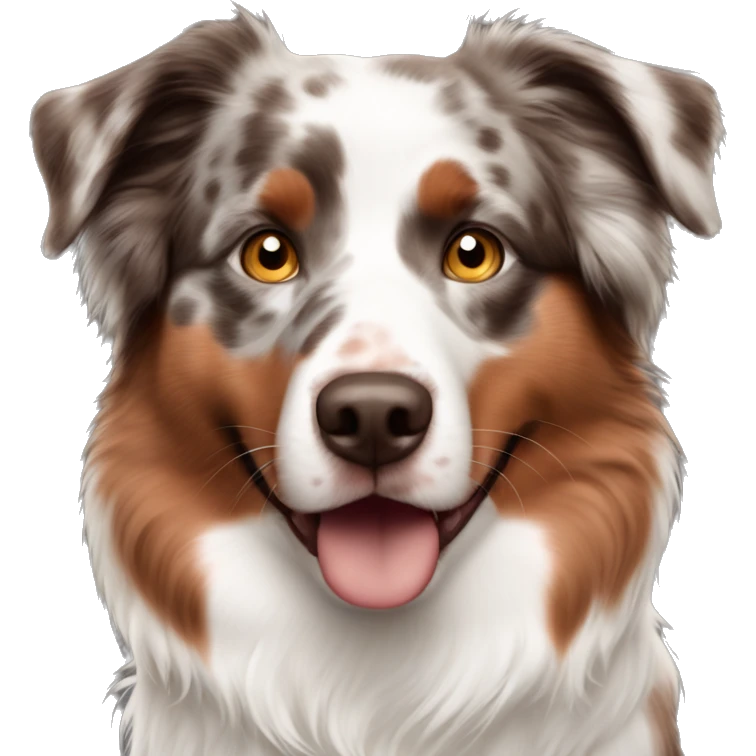 Red Merle Australian shepherd , one blue eye the other half brown half blue  emoji