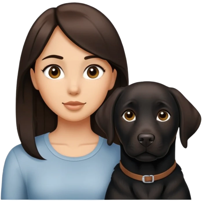 Brunette with a black labrador/american staffordshire dog emoji