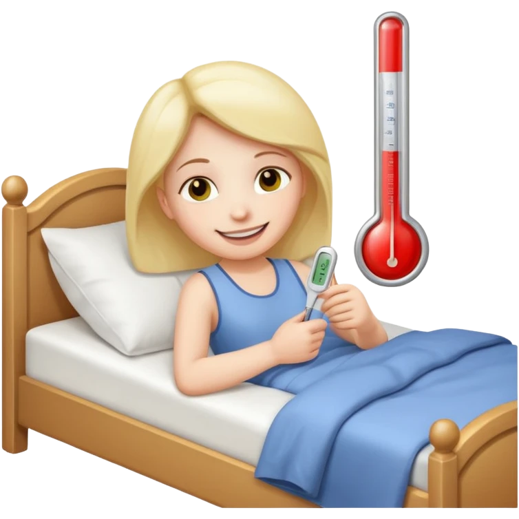 person with a thermometer in bed ios style emoji emoji