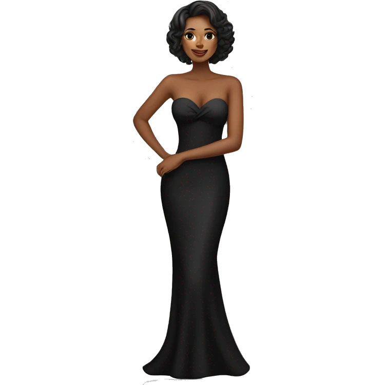 gorgeous lady wearing black strapless dress emoji