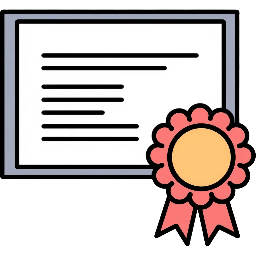 Certificate of achievement with seal emoji