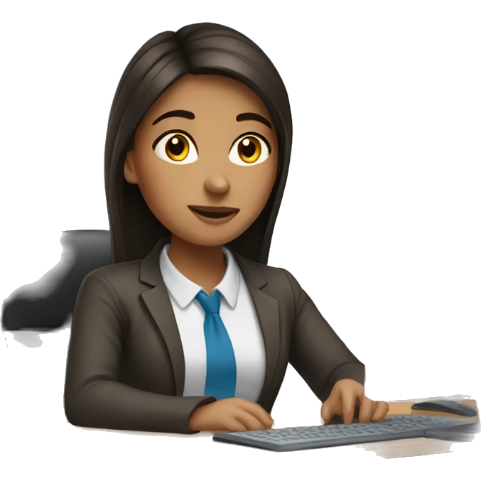 Brunette girl working at office emoji